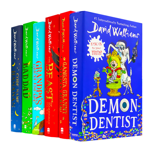David Walliams 6 Books Collection Set Hardcover Edition (Gangsta Granny Strikes Again, Code Name Bananas, Bad Dad, Grandapa Great Escape, The Beast of Buckingham Palace, Demon Dentist)