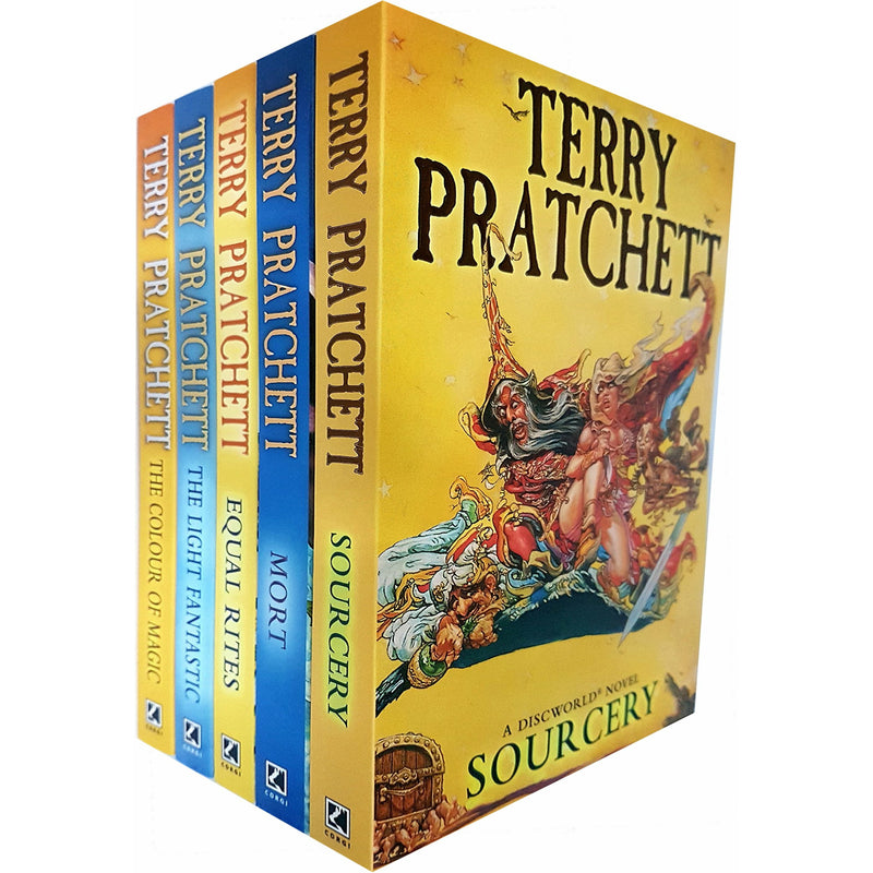 ["9789123631124", "Adult Fiction (Top Authors)", "cl0-VIR", "Discworld Novel Series", "Discworld Novel Series 1", "Equal Rites", "Mort", "Sourcery", "Terry Pratchett", "Terry Pratchett Collection", "The Colour Of Magic", "The Light Fantastic"]