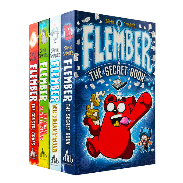 Jamie Smart's Flember Series 4 Books Collection Set (The Glowing Skull, The Secret Book, The Power of the Wildening, The Crystal Caves)