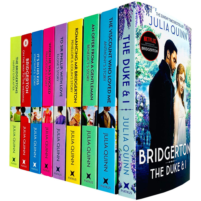 ["9789123948086", "an offer from a gentleman", "bridgerton cast", "bridgerton family series", "bridgerton netflix", "bridgerton series", "fiction books", "happily ever after", "historical fiction", "its in his kiss", "julia quinn", "julia quinn bestselling novels", "julia quinn book collection", "julia quinn book collection set", "julia quinn books", "julia quinn bridgerton", "julia quinn bridgerton series", "julia quinn collection", "julia quinn happily ever after", "julia quinn series", "netflix bridgerton", "netflix series bridgerton", "on the way to the wedding", "regency historical romance", "romancing mr bridgerton", "romantic comedy", "the bridgertons", "the bridgertons happily ever after", "the bridgertons netflix", "the duke and i", "the viscount who loved me", "to sir phillip with love", "when he was wicked"]