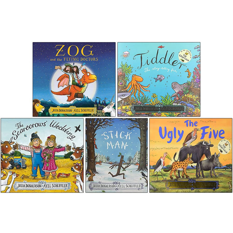 ["9789124140229", "axel scheffler", "axel scheffler book collection", "axel scheffler book collection set", "axel scheffler books", "axel scheffler series", "books by julia Donaldson", "books for children", "children picture books", "christmas gift", "christmas set", "david Roberts", "david roberts collection", "julia donaldson book", "macmillan", "picture books", "picture books for children", "picture flat books", "stick man", "the scarecrows wedding", "the ugly five", "tiddler", "zog and the flying doctors"]