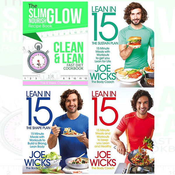 Joe Wicks Books and The Slim Glow Nourish Clean &amp;amp; Lean Fast Diet Cookbook 4 Books Collection Set