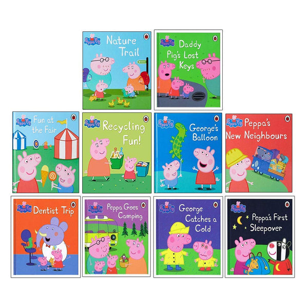Peppa Pig Ladybird 10 Books Collection Set (Dentist Trip, Fun at the Fair, Georges Balloon, Nature Trail, Goes Camping and More)