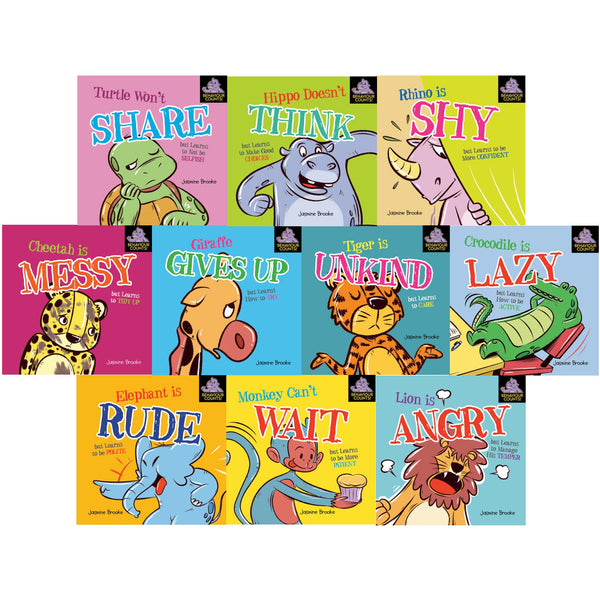 Behaviour Counts 10 Books Collection Set Series 1 (Kids Behaviour &amp; Emotion Matters) Lion Temper, Monkey Patient