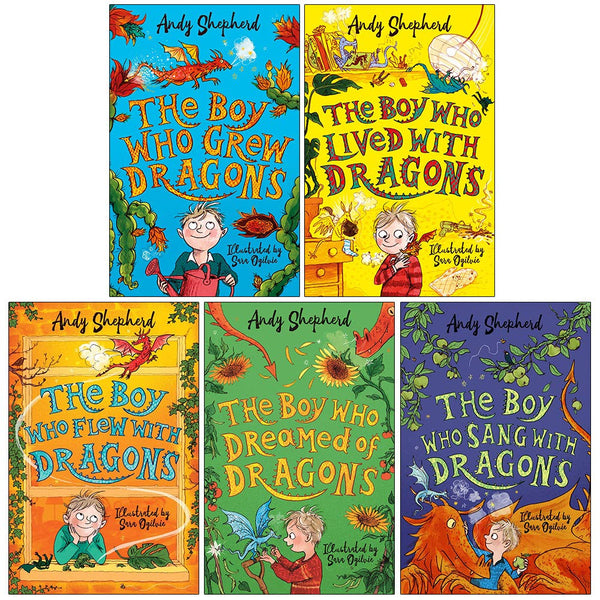 The Boy Who Grew 5 Books Collection Set by Andy Shepherd The Boy Who Grew Dragons, The Boy Who Lived with Dragons, The Boy Who Flew with Dragons, The Boy Who Sang with Dragons, The Boy Who Dreamed of Dragons