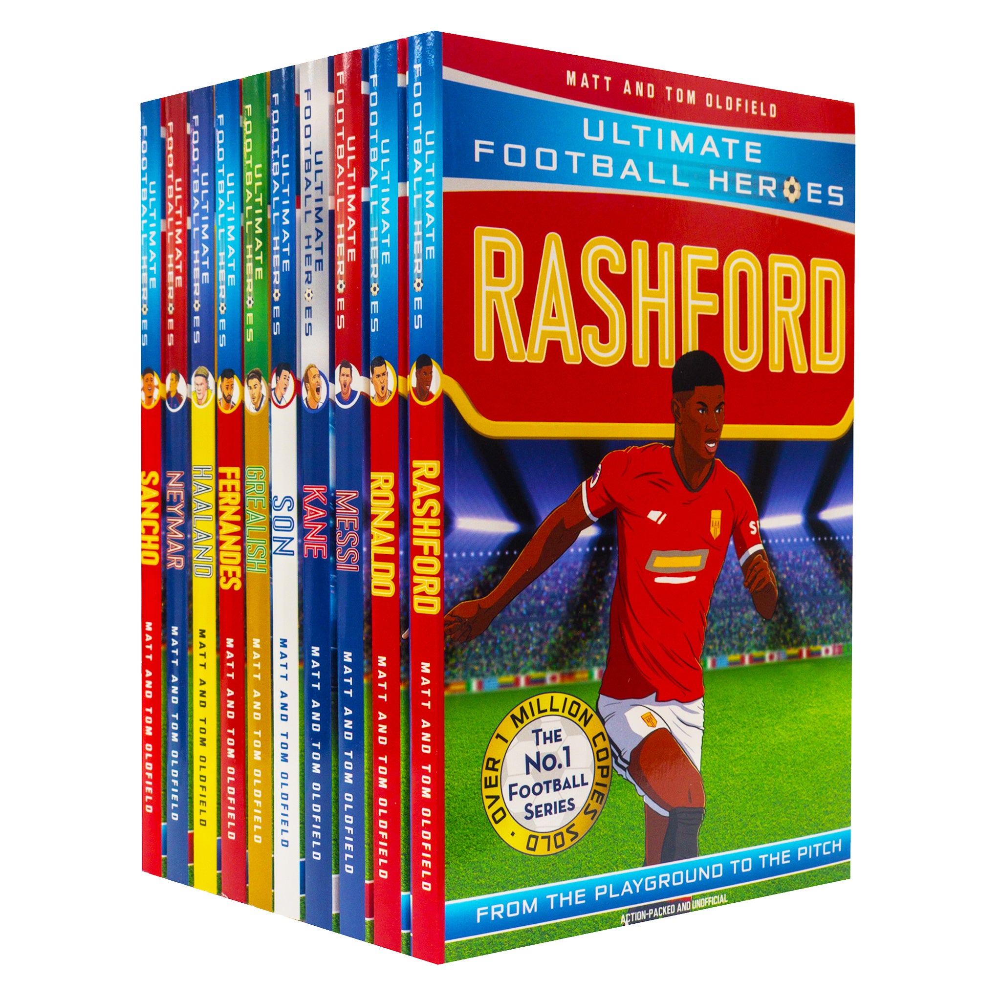 Ultimate Football Heroes Collection 10 Books Set Rashford, Ronaldo, Messi,  Kane, Son, Grealish, Fernandes, Haaland, Neymar, Sancho