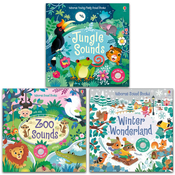Usborne Sound Activity Series 3 Books Collection Set (Winter Wonderland, Jungle Sounds, Zoo Sounds)