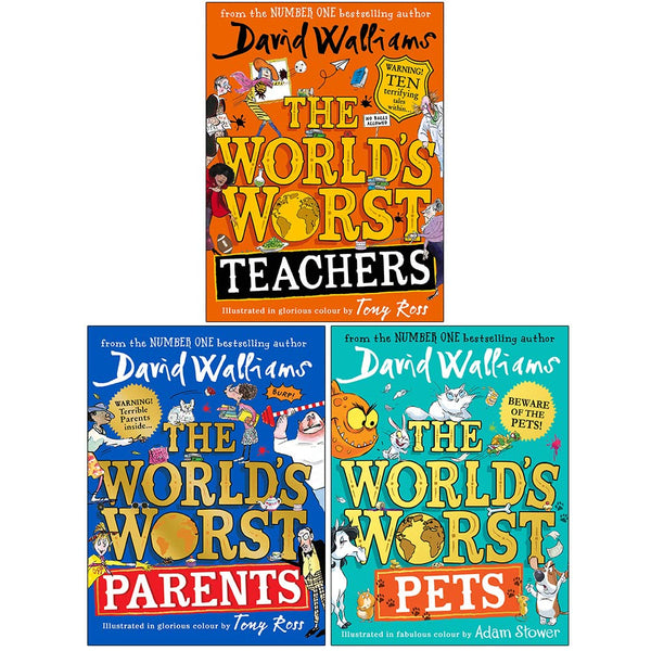 David Walliams Collection 3 Books Set (The World’s Worst Teachers, The World’s Worst Parents, The World’s Worst Pets)