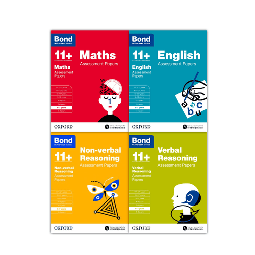 Bond 11+ Maths English Verbal Reasoning Non-verbal Reasoning Assessment Papers 4 Books Set - Age 6-7