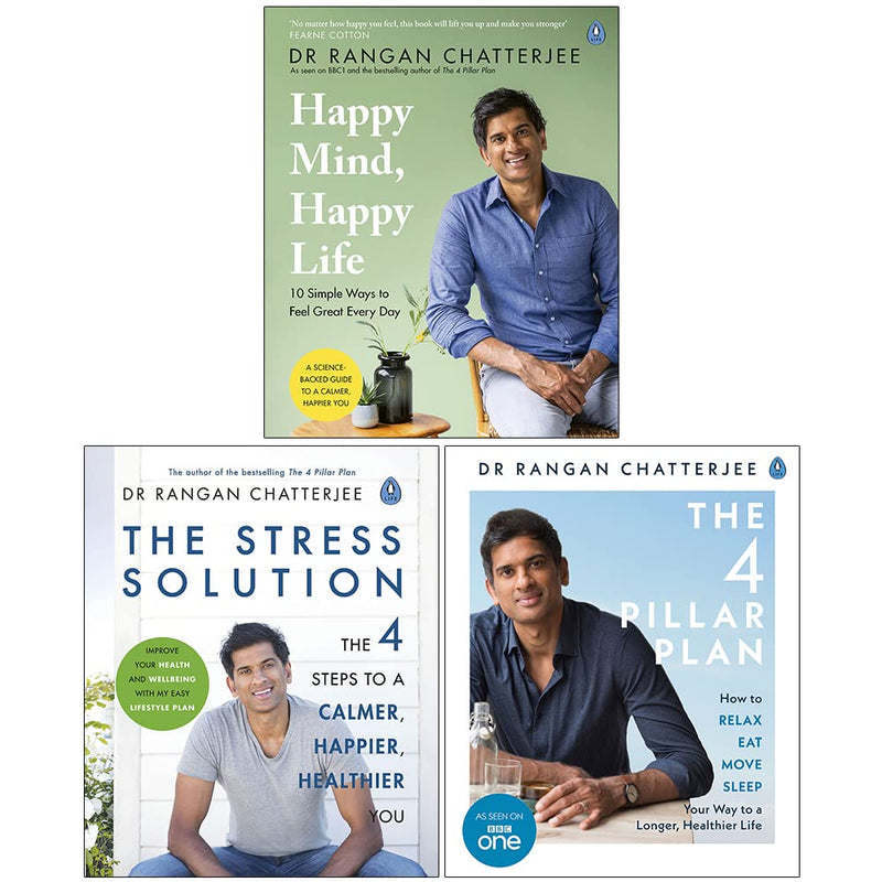 ["9789124213466", "Dr Rangan Chatterjee", "Dr Rangan Chatterjee book", "Dr Rangan Chatterjee books", "Dr Rangan Chatterjee books collection", "Dr Rangan Chatterjee books set", "Dr Rangan Chatterjee collection", "Happy Mind Happy Life", "The 4 Pillar Plan", "The Stress Solution"]