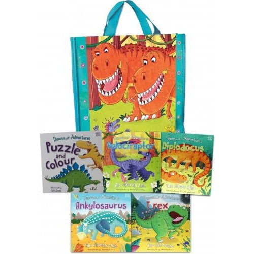 ["9781786176042", "animals books set", "Ankylosaurus The clumsy club", "children bedtime stories", "children picture books set", "Childrens Books (3-5)", "cl0-CERB", "Dinosaur", "Dinosaur Adventure Puzzle and Colour", "Dinosaur Adventures", "Dinosaur Adventures Collection", "Diplodocus The dippy idea", "Fran Bromage", "Infants", "Miles Kelly", "T rex The big scare", "Velociraptor The speedy tale"]