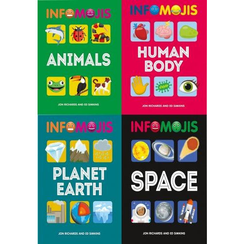 Infomojis Series Collection 4 Books Set Animals Planet Earth Human Body Space Books For Childrens - books 4 people