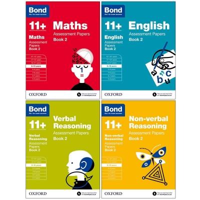 Bond 11 Maths English Non-verbal Reasoning Verbal Reasoning Assessment Papers 4 Books Set Book 2 A.. - books 4 people