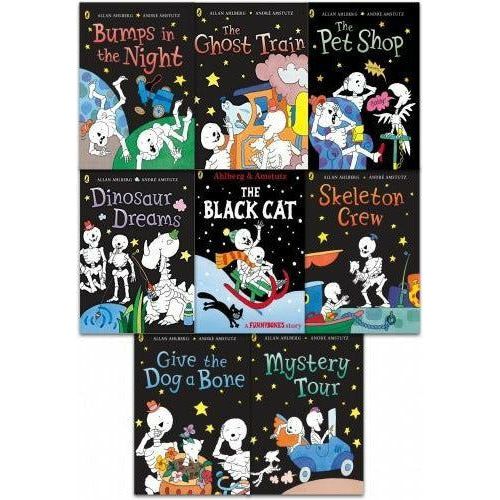 ["9780241333662", "allan ahlberg", "children picture books bumps in the night", "Childrens Books (3-5)", "cl0-PTR", "dinosaur dreams", "funny bones collection", "funnybones", "funnybones books set", "funnybones collection", "give the dog a bone", "Infants", "mystery tour", "skeleton crew", "the black cat", "the ghost train", "the pet shop"]