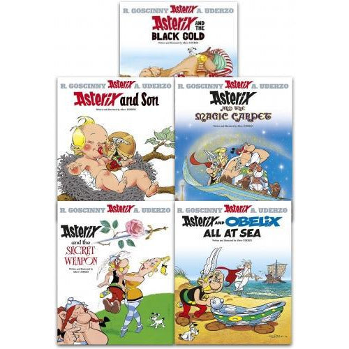 Asterix Series 6 Collection 5 Books Set Book 26-30 Black Gold Asterix And Son Magic Carpet Secret .. - books 4 people