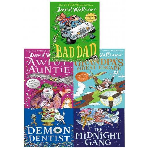 David Walliams Series 2 - 5 Books Collection Set Midnight Gang Bad Dad Grandpas Great Escape Awful.. - books 4 people