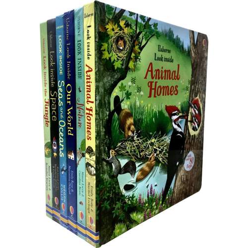 Usborne Look Inside Collection 6 Books Set - Space, Animal Homes, Our World, Seas and Oceans, Jungle, Nature